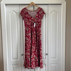 Chaps Fit and Flare Scoop Neck MIDI Dress